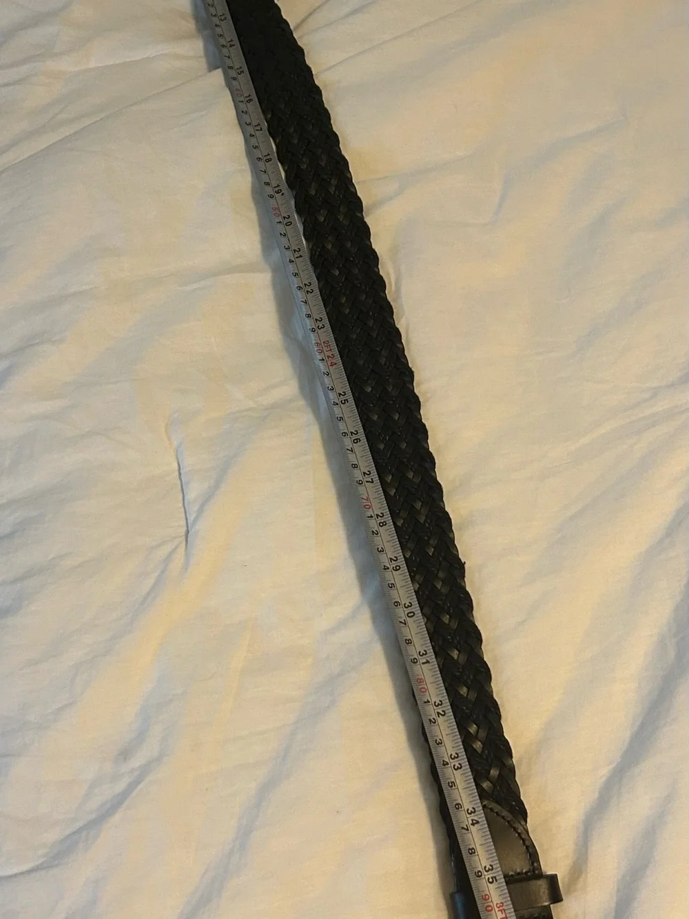 Banana Republic Black Braided Leather Belt with Silver Buckle